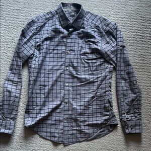 Men's Hugo Boss Gray and Black Checkered Textured Slim Fit Shirt